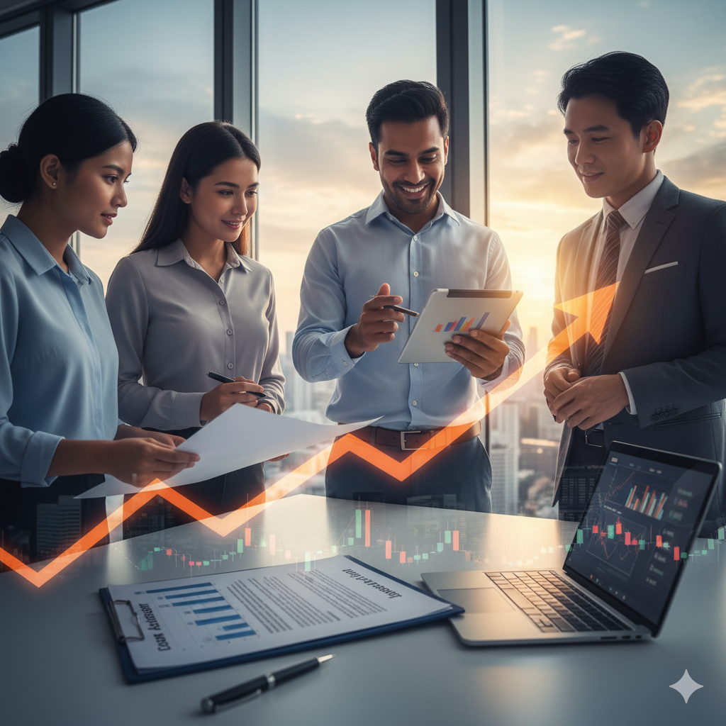 A team in a business meeting.